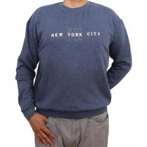 Embroidered NYC Blue Fleece Crew Neck Sweatshirt- Size Large